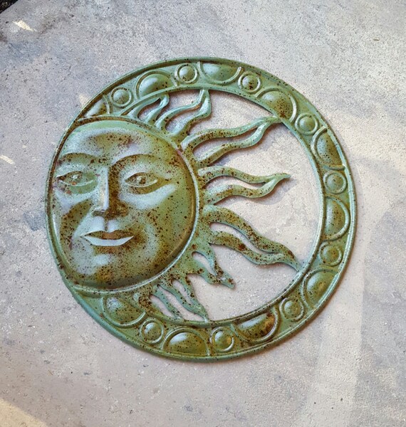 Large Metal Sun Wall Art Turquoise Garden Decor Outdoor Metal