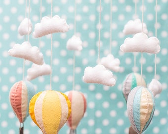 Hot Air Balloon Mobile, DIY KIT, Nursery Decor, Wool Felt Kit, Lia Griffith, Baby Shower Gift, Needlework, Sewing Pattern, Notions, Stuffing