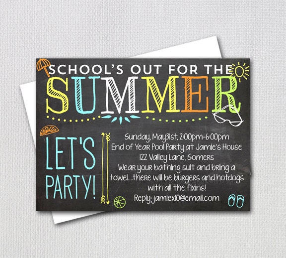 End Of School Pool Party Invitations 5