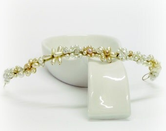 Crystal pearl tiara pearl wedding tiara bridal pearl crown pearl hair crown champagne pearl crown wedding pearl crown wedding pearl tiara
