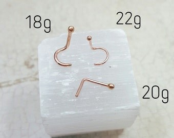Tiny 14k Rose Gold ball nose stud. Solid rose gold nose stud. Screw in nose stud. Solid rose gold nostril stud. Tiny nose stud. Nose jewelry