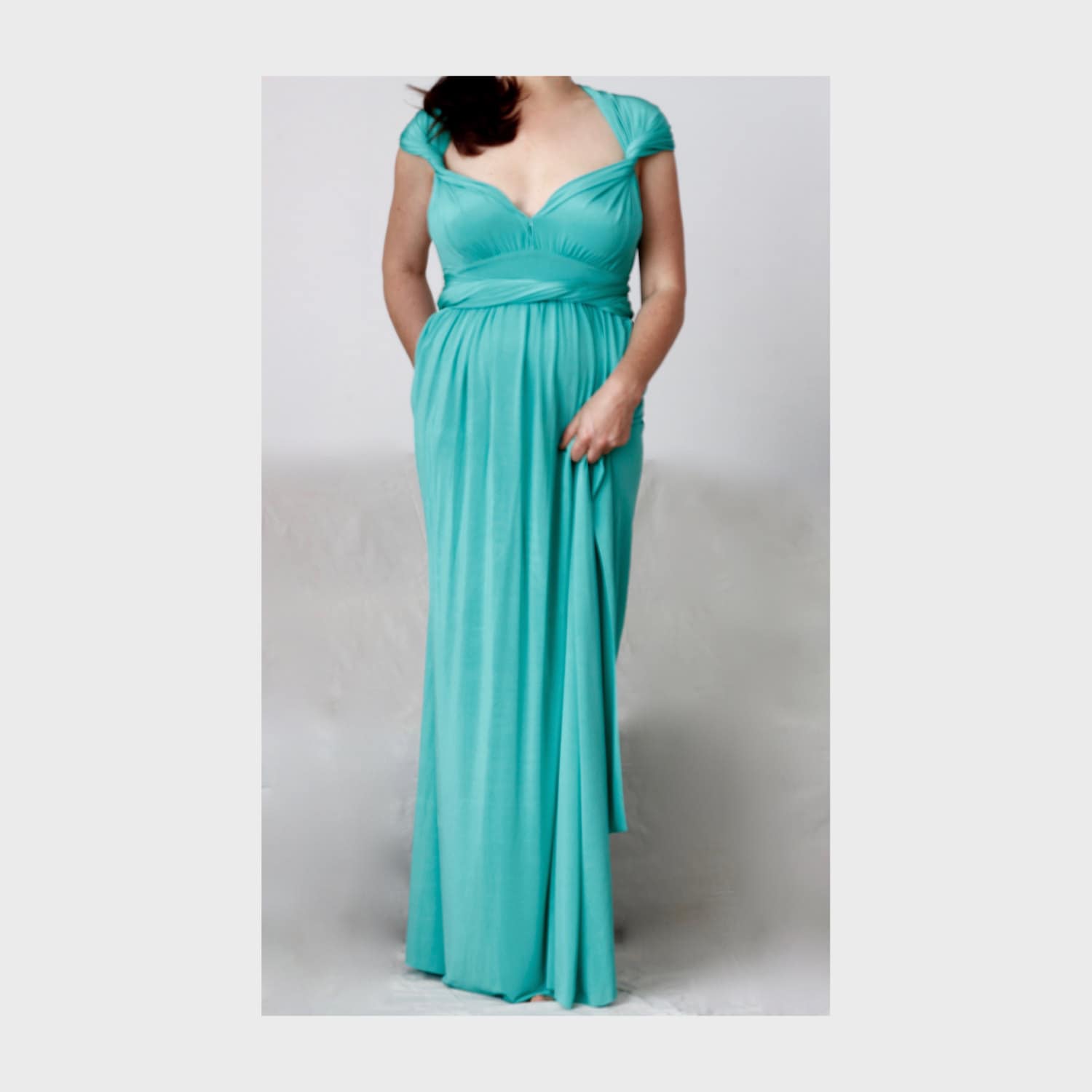 Plus Size Turquoise Wrap Bridesmaid Dress Turquoise 1907