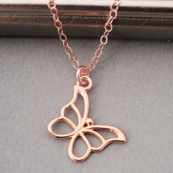 Rose Gold Butterfly Necklace Rose Gold Butterfly Charm