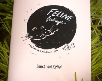 CAT ZINE — Feline Feelings #1 — a sketchbook zine about cats (Second edition with fancy end paper)