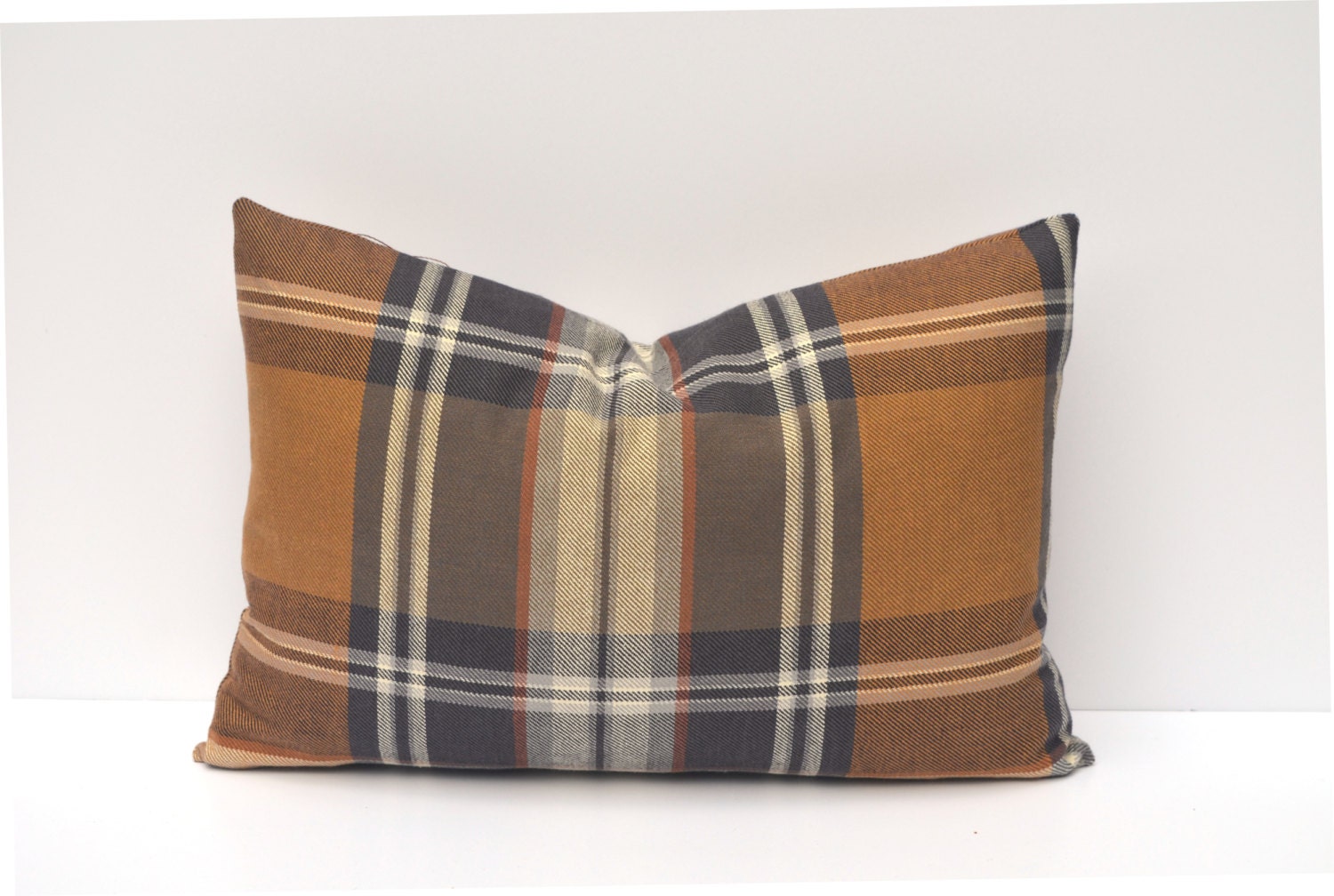 Brown Tan Tartan Plaid Pillow Cover P/Kaufmann