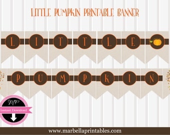 Little Pumpkin Banner/Little Pumpkin Baby Shower Banner/Instant Download/Baby Shower Decor/Little Pumpkin Theme Shower/Burlap/Gender Neutral