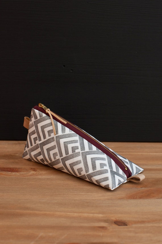 Work at home design pencil case with Seigaiha pattern