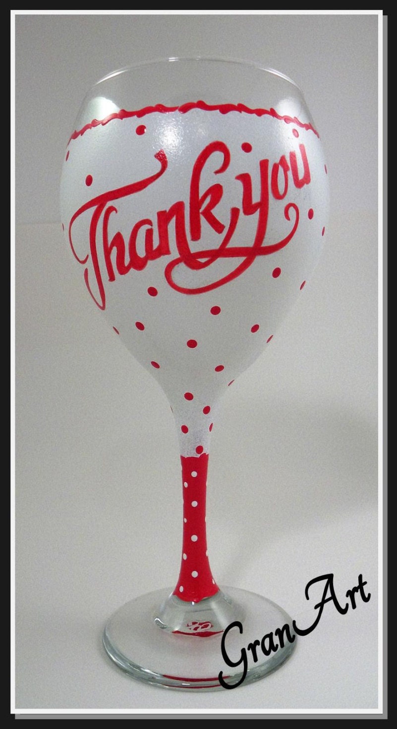 Party Favors Thank You Wine Glass Corporate Gifts by GranArt