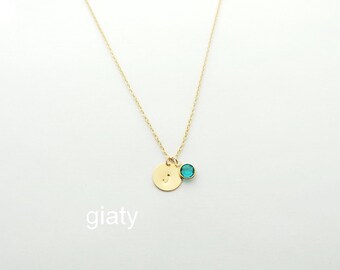 Initial With Birthstone Necklace, Personalized Necklace, Initial Necklace, Dainty Necklace, Bridesmaid Necklace, Personalized Jewelry