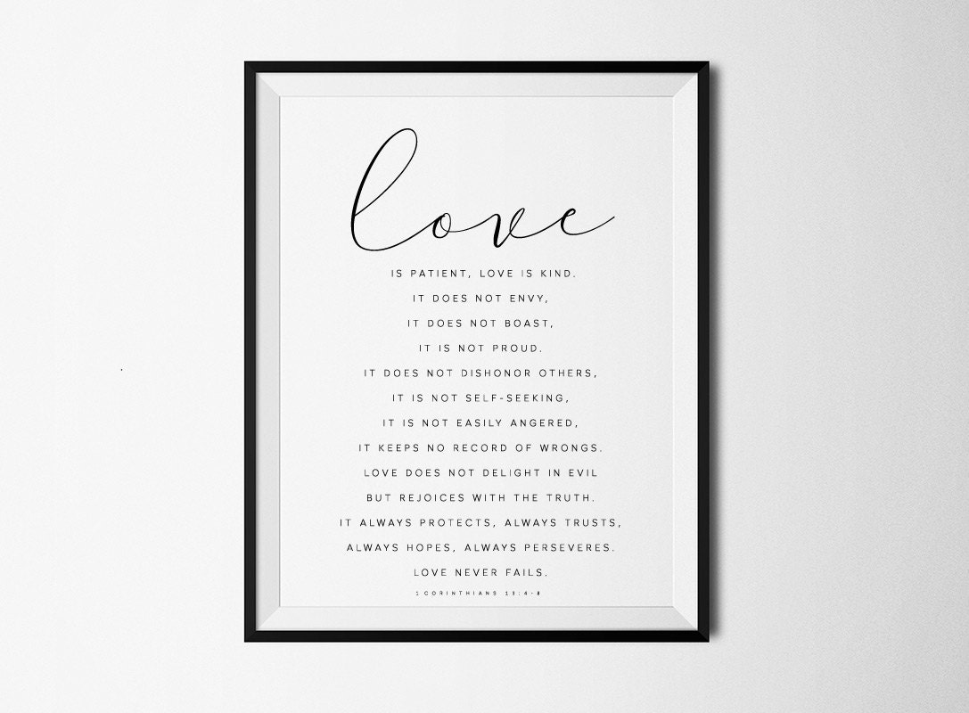 Love is patient Love is kind Bible Verse Print 1