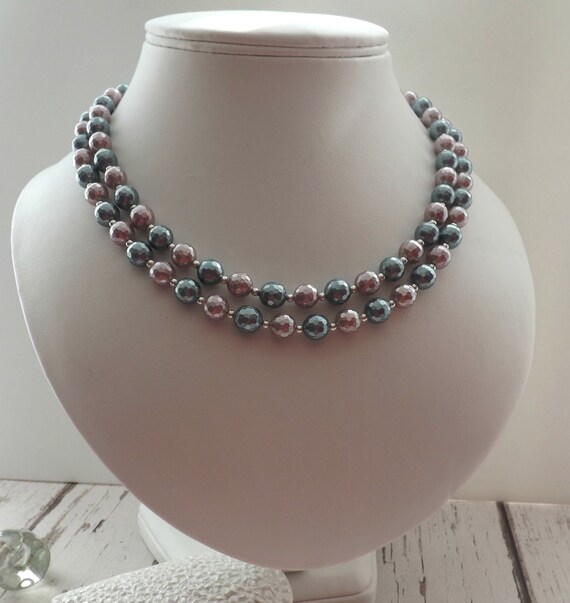 Pearl Necklace Double Strand Long Length by KHLHandmadeJewellery