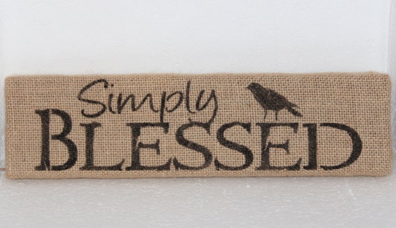 Download Simply Blessed Stenciled Burlap Wood Shelf Sitter