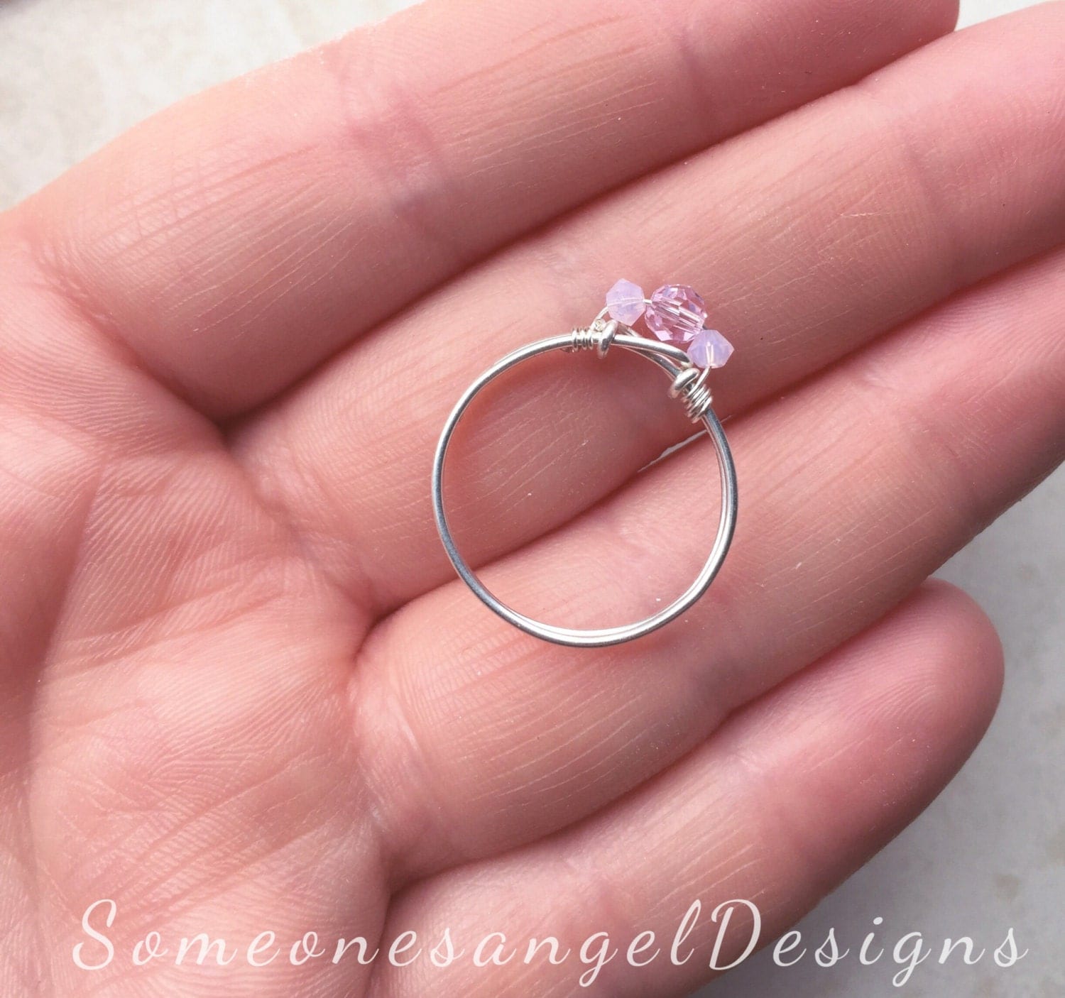 Promise Ring Engagement Pink Ring Girls Pink Ring Sized