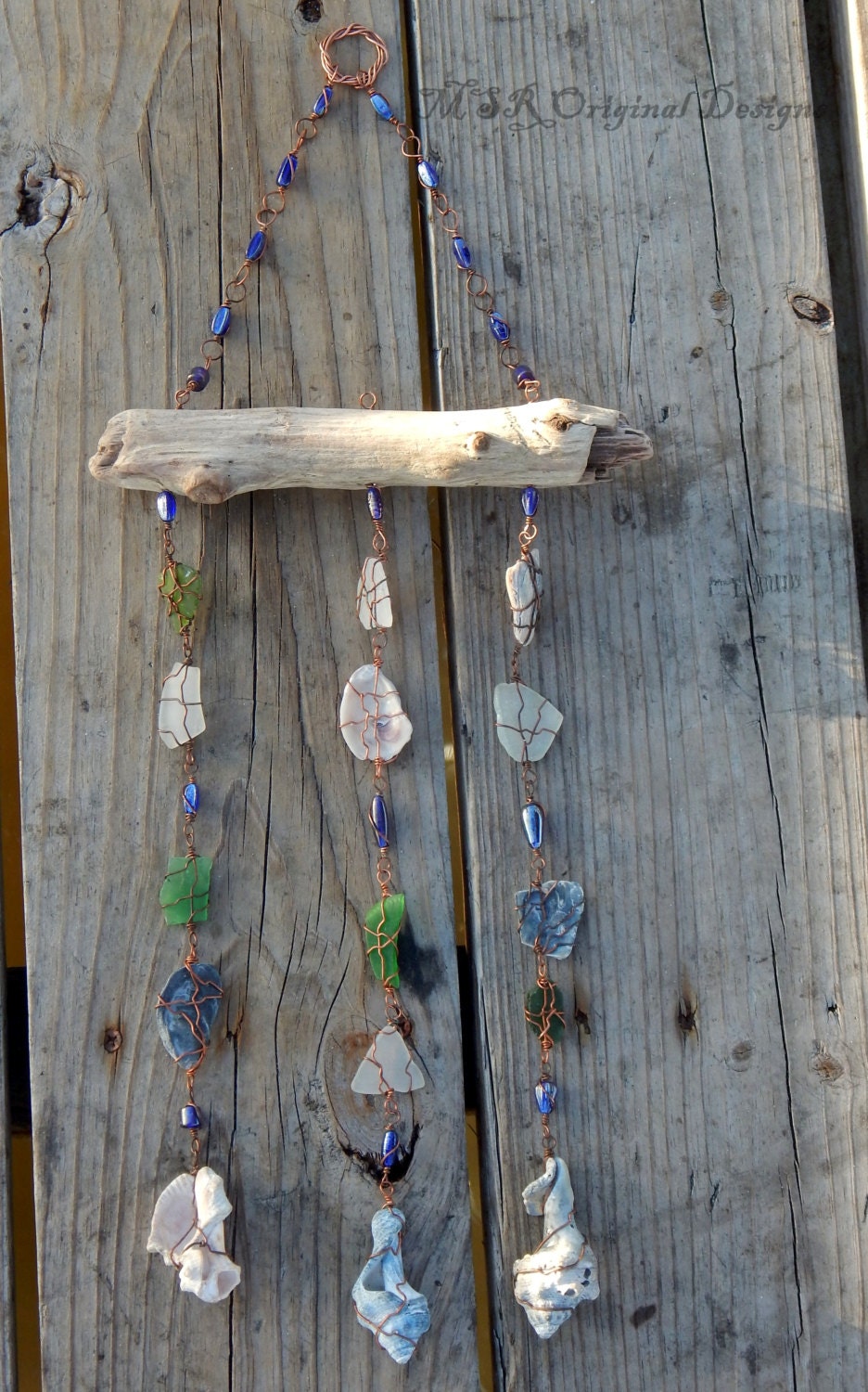 Sea glass wind chime shell wind chime genuine sea glass sun