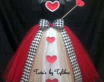 Queen of Hearts inspired Tutu Dress Costume, Queen of Hearts Costume, Heart Tutu Dress, Valentine Tutu, Heart Tutu, Birthday Party Tutu