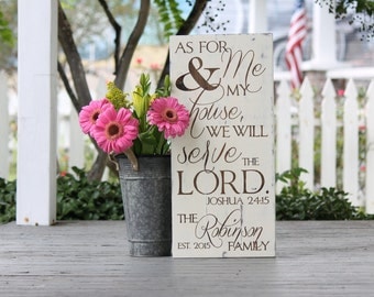 As for me and my house we will serve the Lord, As for me and my house sign, Joshua, wood sign, Wedding gift, Measures 10.5" x 22"