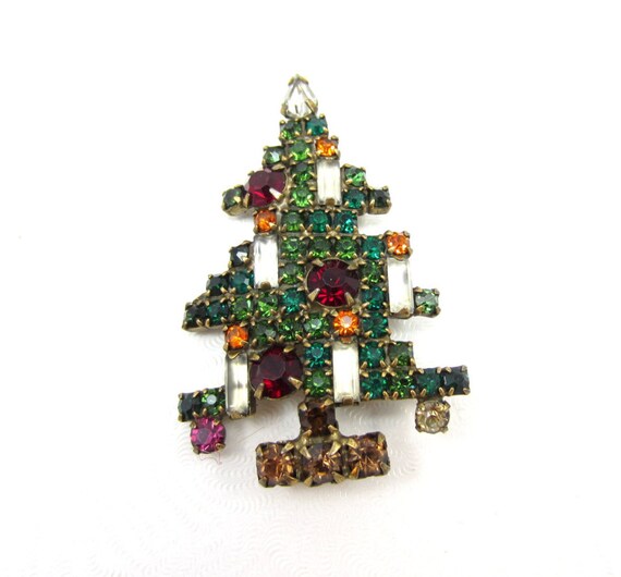 weiss christmas tree brooch 5 candle rhinestone weiss pin weiss christmas tree brooch 5 candle rhinestone weiss pin