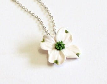 White Dogwood Necklace - Dogwood Jewelry - Gifts - White Dogwood Bridesmaid, Necklace, Bridesmaid Jewelry