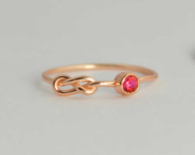 Rose Gold Ruby Infinity Ring, Infinity Ring, July Birthstone, Thin Rose Gold Ring, Stack Ring, Mother's Ring, Rose Gold Ring Band, Alari