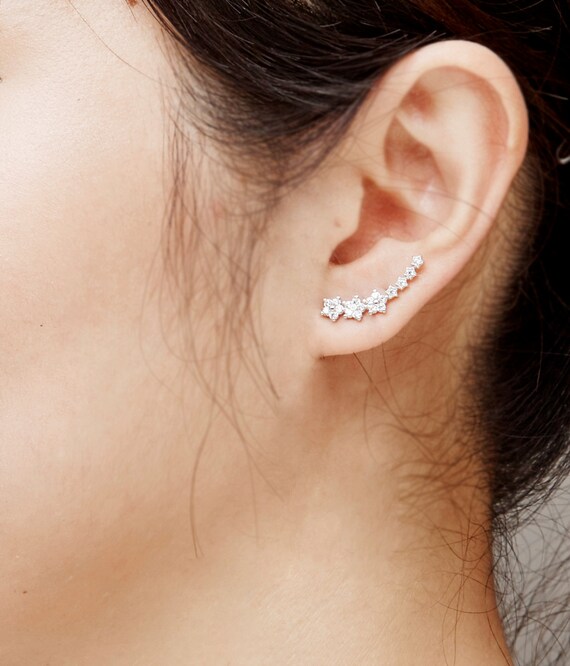 Meteor Shower Ear Crawlers. Sterling Silver by YourBasicJewelry