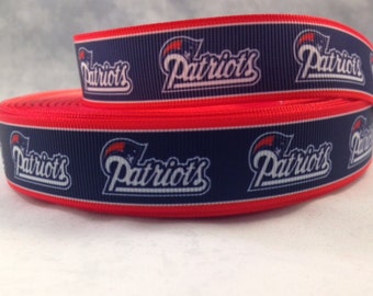 New England Patriots Ribbon - Football Ribbon - 7/8" Grosgrain Ribbon by the yard, for hair bows, crafting + more! Football Ribbon - Pats