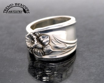 Spoon Ring Any Size 1950 Daffodil, Spoon Jewelry Vintage Silverware Unique Birthday Gifts For Mom, Anniversary Gift For Her Mothers Day Gift
