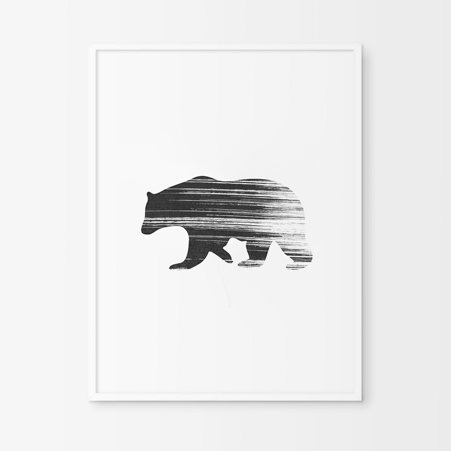 Bear Print Black Bear Art Bear Wall Art Black Bear