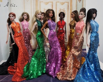 Glitter Gown for 12" dolls like Barbie or Fashion Royalty