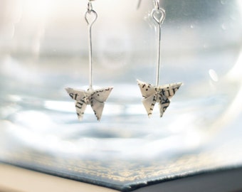 Origami Butterfly Book Page Earrings.Literary Gift.First Anniversary.Origami Jewellery.Origami Gift.Bookworm Gift.Paper Jewellery.Handmade