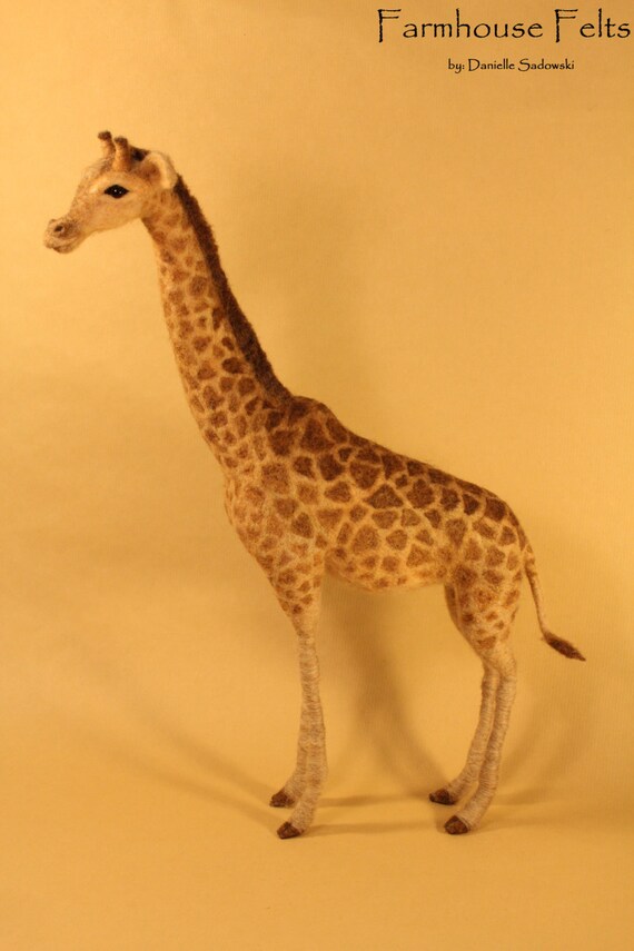 Needle Felted Giraffe African Animals Handmade by FarmhouseFelts