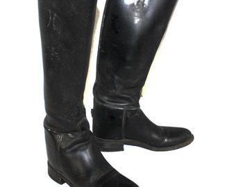 Vintage Womens Cowboy Boots Black Leather Riding Equestrian Motorcycle Boot Company EffinghamRiding Boots Size 6 Made in USA