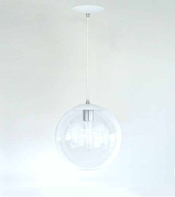 white glass pendant light mid century