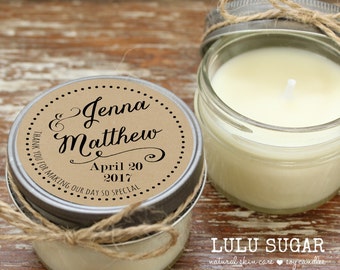 Set of 12 - 4 oz Soy Candle Wedding Favors - Jenna Label Design - Arrow Wedding Favors // Wedding Favor Candles // Wedding Favors