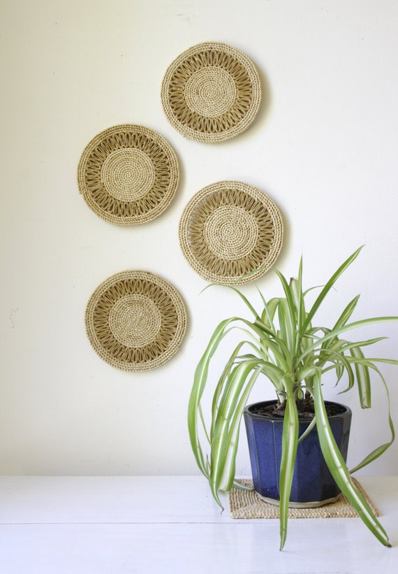 Items similar to Vintage straw placemats/ set of cane trivets/ small