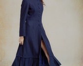 Long Wool Coat Jacket in Blue, Maxi Trenchcoat, Winter Cashmere Coat, Winter Wool Coat, Wool Jacket