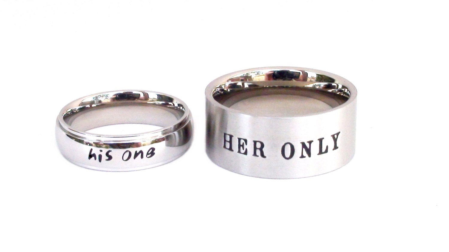 Couples Rings His one HER ONLY Two Hand Stamped Rings
