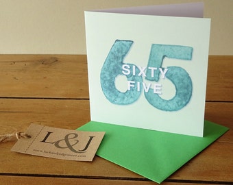 65th Birthday - 65th Birthday Card - Sixty Fifth - 65th Birthday Idea - 65 - Sixty Five - 65 Birthday