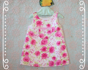 Little Girls Pink Dress, Toddler floral dress, Toddler pink dress, AngelfishDresses, Girls A line dress, Girls church dress, Toddler size 3