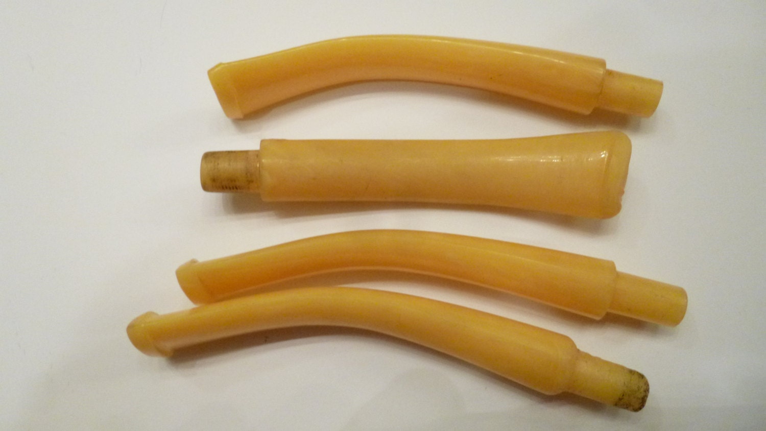 ManVsPipe Yellow Lucite Pipe Stems for Pipe Carving Lot x4