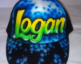 Airbrushed Custom Trucker Hat With Your Name * Adutl or Youth * Black or White Snapback Cap * Your Favorite Colors