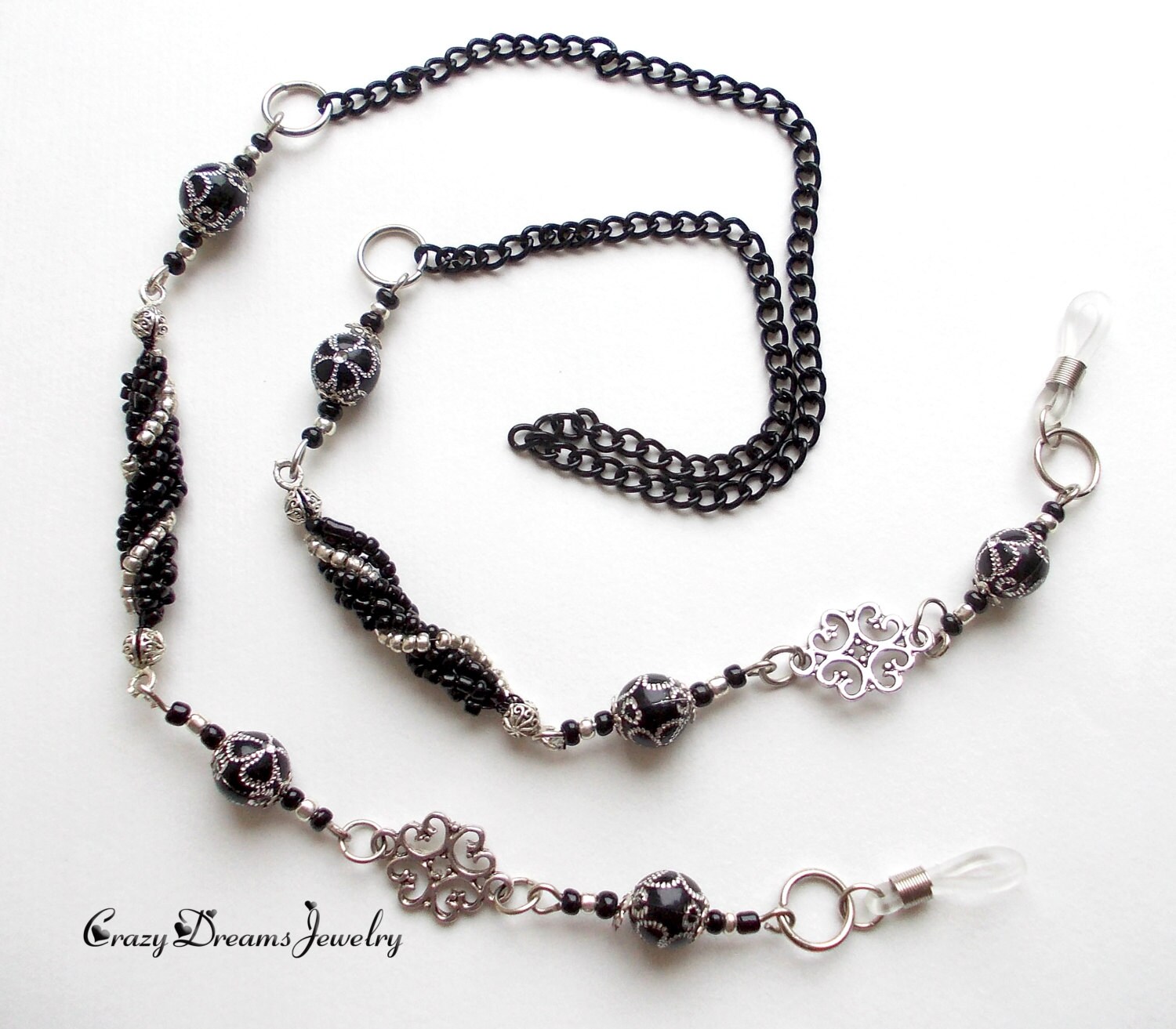 Silver Black Eyeglass Chain Necklace Eyeglass Chain Holder