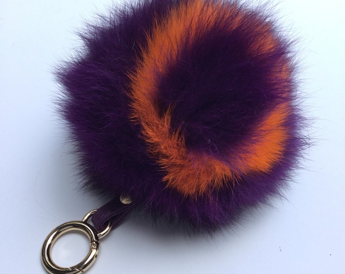 Letter made to order Monogram fox fur custom letter bag charm pom pom keyring keychain fur bag accessory