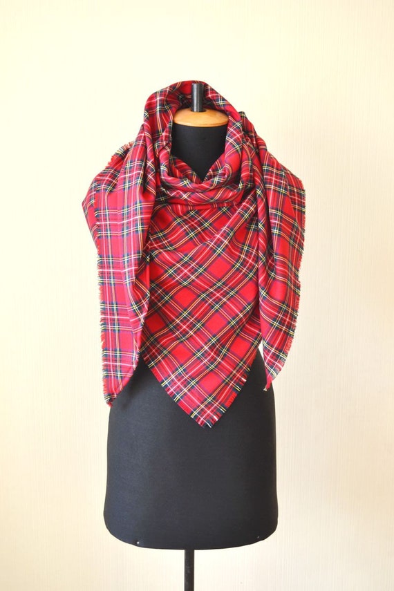 Red blanket scarf Unisex gift Valentines gift by DinaStyleKnits