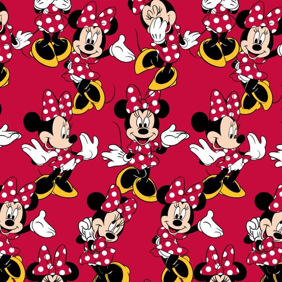 Minnie Mouse Red Poses Fabric Disney Cotton by TheCalicoCatFabrics