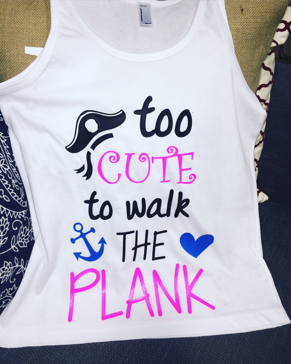 Too Cute To Walk The Plank Girls Tank By Customoutfittersnb 1003