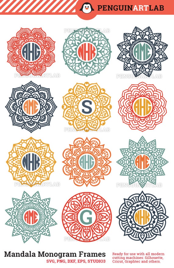 Download Mandala Circle Monogram Frame SVG Cut Files for Electronic ...