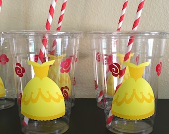 Beauty and the beast party cups, Belle party cups