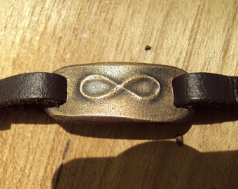 FREE SHIPPING In USA Mens Leather Bracelet, Mens Personalized Bracelet, Leather Infinity Bracelet, Bronze Anniversary Bracelet Gift For Men