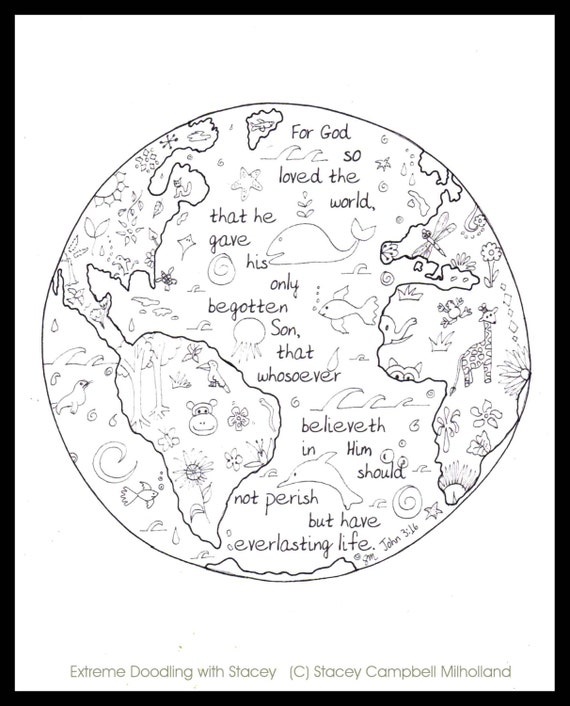 For God so Loved the World Coloring Page Digital Download