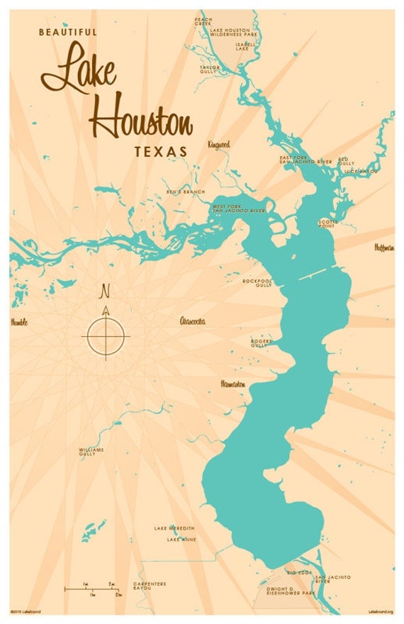 Lake Houston TX Map Print